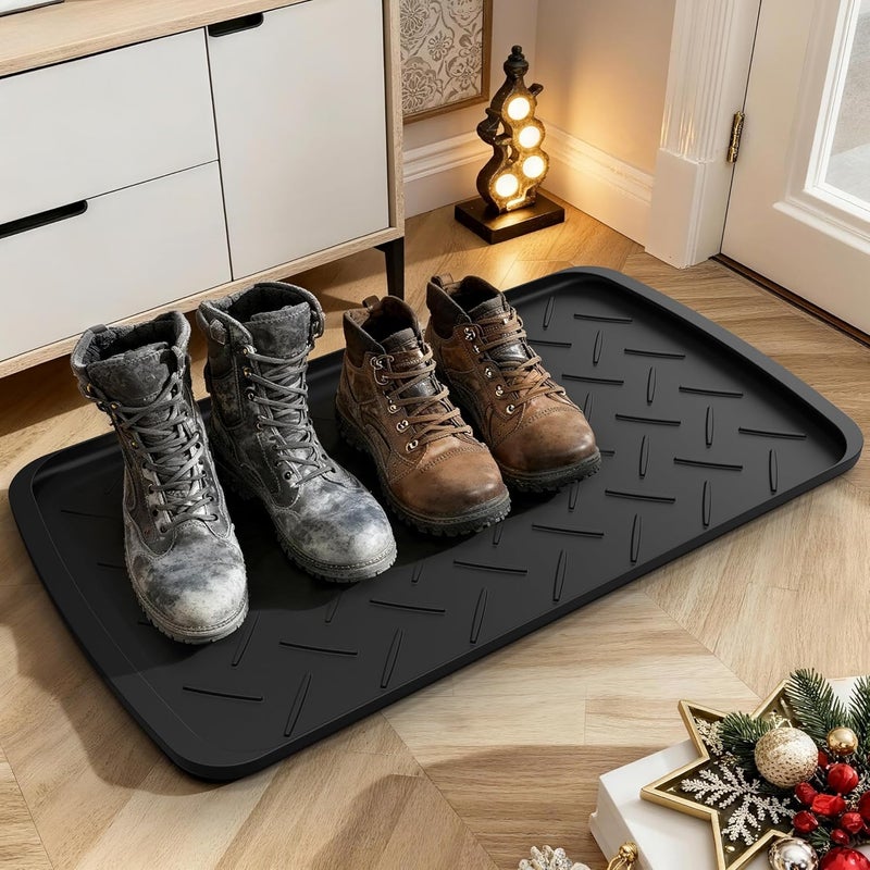 TonTool Boot Trays Heavy Duty Rubber Mat with Lip, Waterproof Shoe Mat Tray for Entryway Shoe Tray Multi-Purpose for Indoor or Outdoor 27.56 x 15.75inch - Image 1